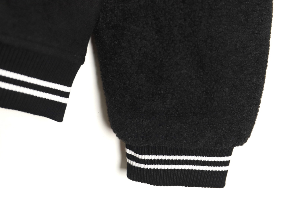 Prada lambswool patchwork baseball jacket