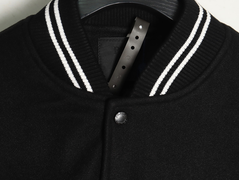 Prada lambswool patchwork baseball jacket