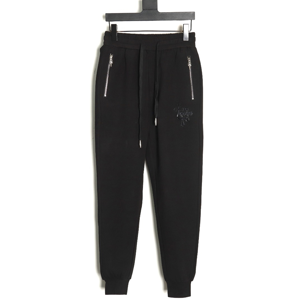 Chrome Hearts Leather Cross Logo Trousers