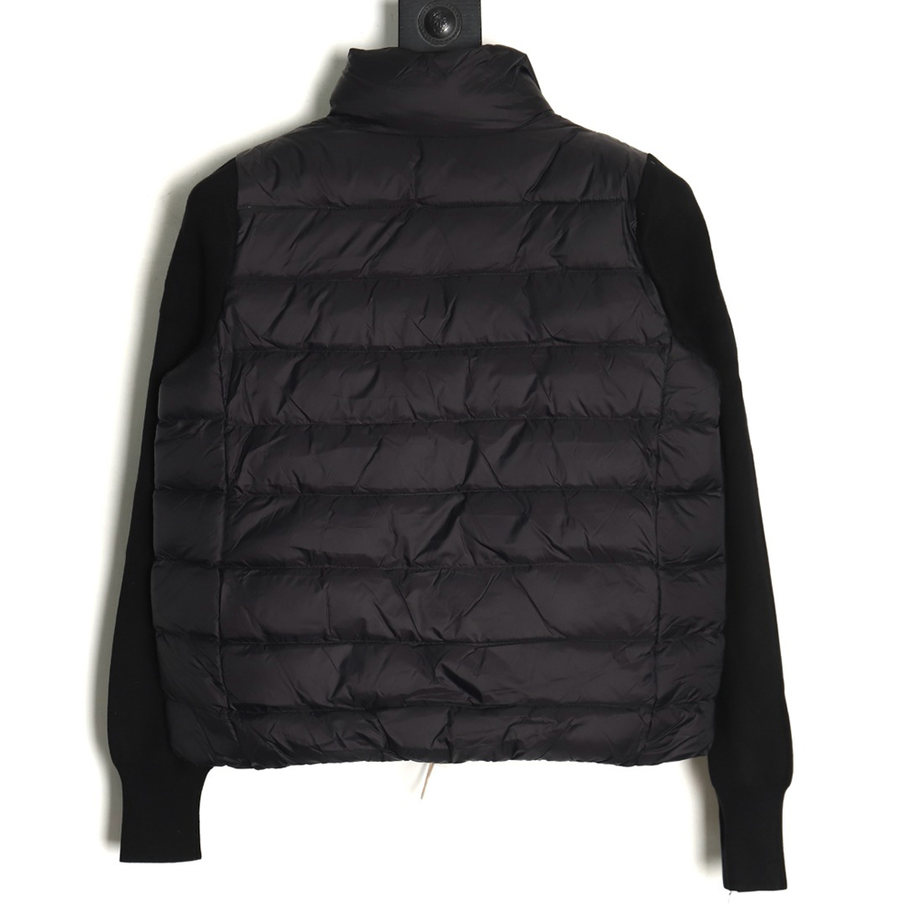 Moncler patchwork knitted stand collar lightweight down jacket TSK1