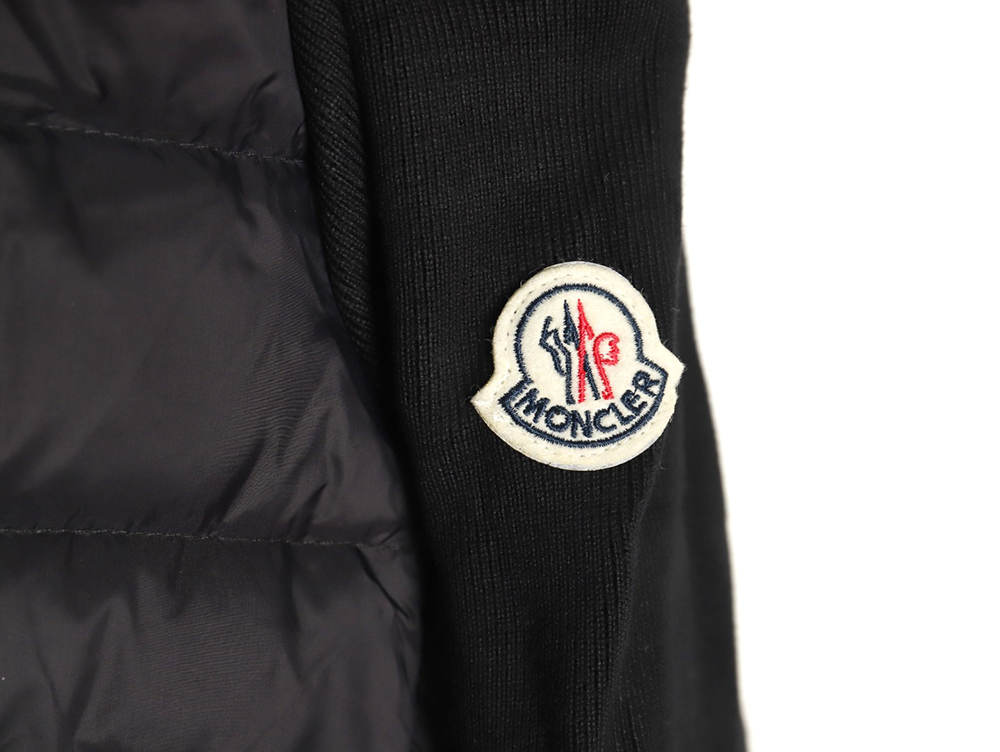 Moncler patchwork knitted stand collar lightweight down jacket TSK1