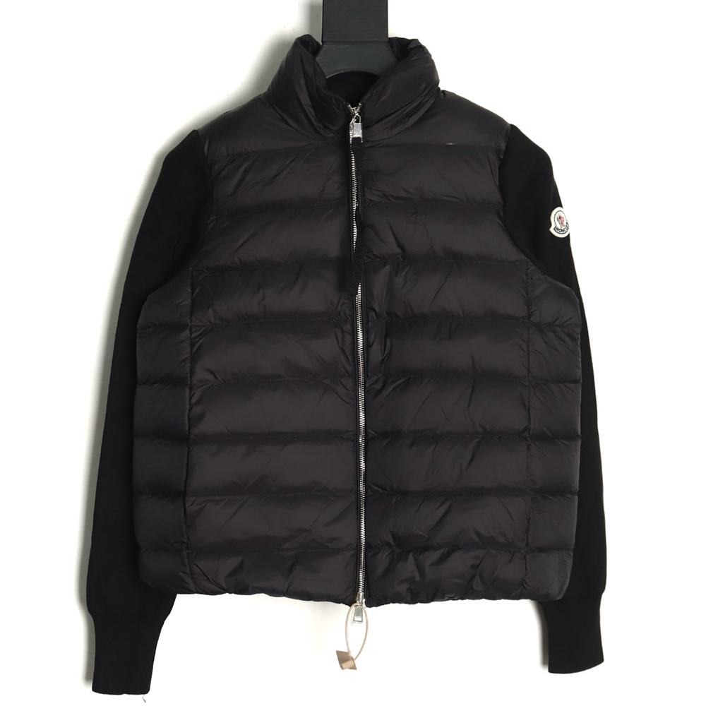 Moncler patchwork knitted stand collar lightweight down jacket TSK1