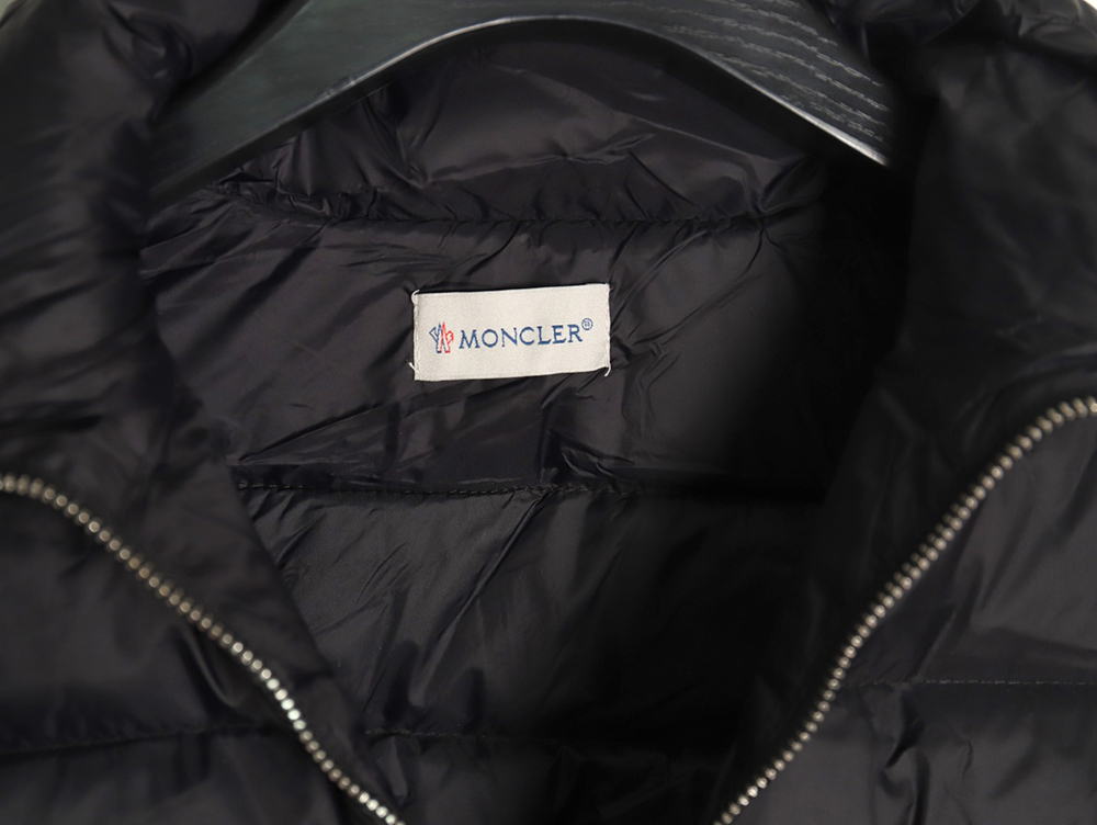 Moncler patchwork knitted stand collar lightweight down jacket TSK1