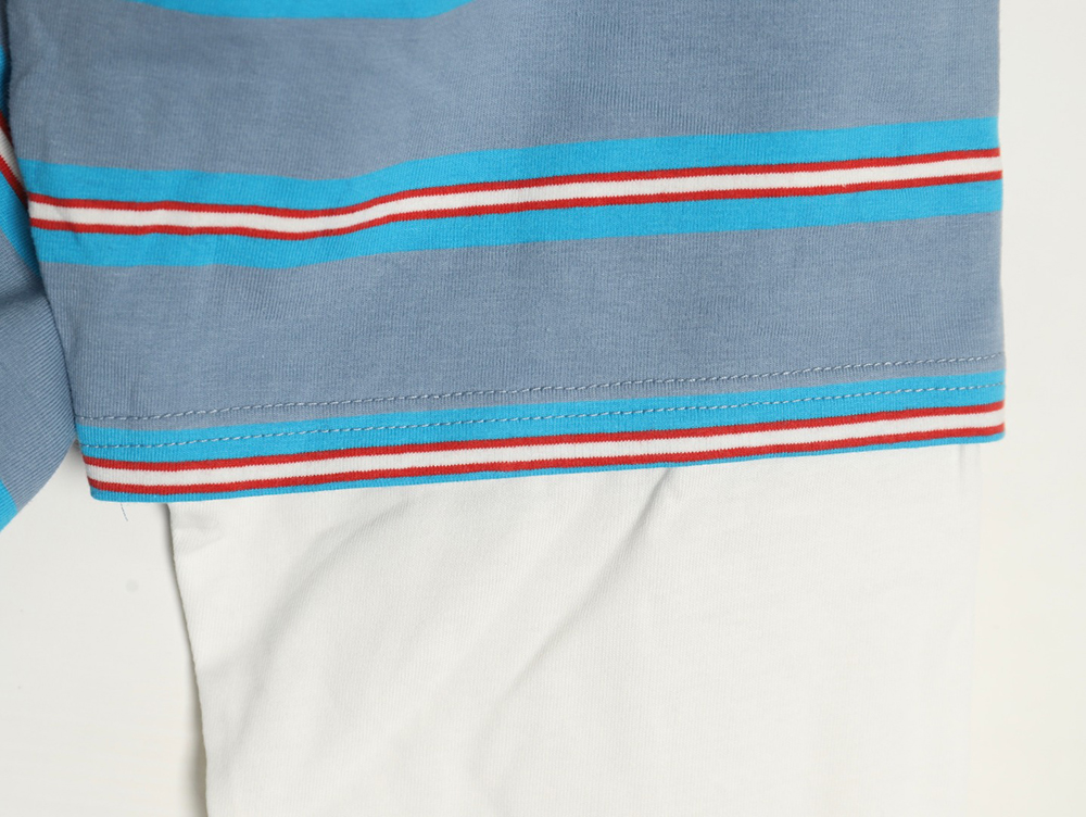 Acne Studios blue striped fake two-piece smiley long-sleeved T-shirt