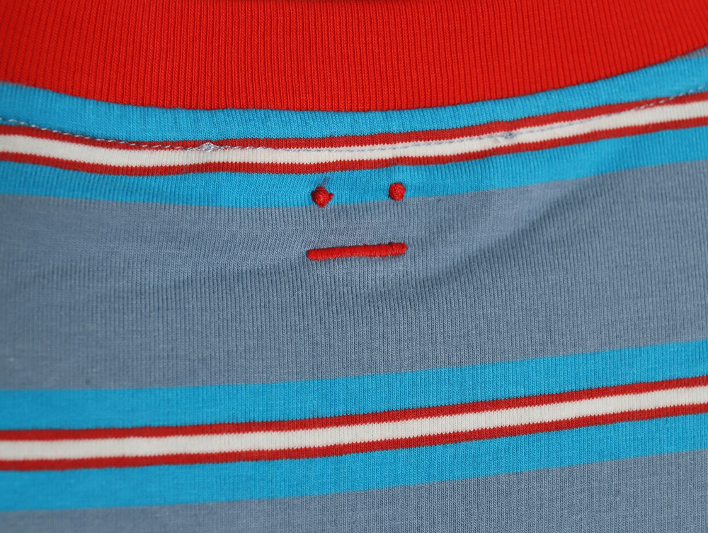 Acne Studios blue striped fake two-piece smiley long-sleeved T-shirt