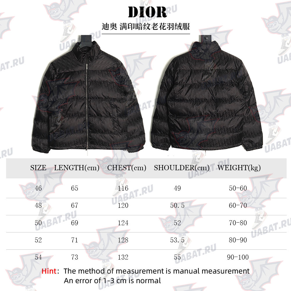 Dior full print dark pattern old flower down jacket TSK1