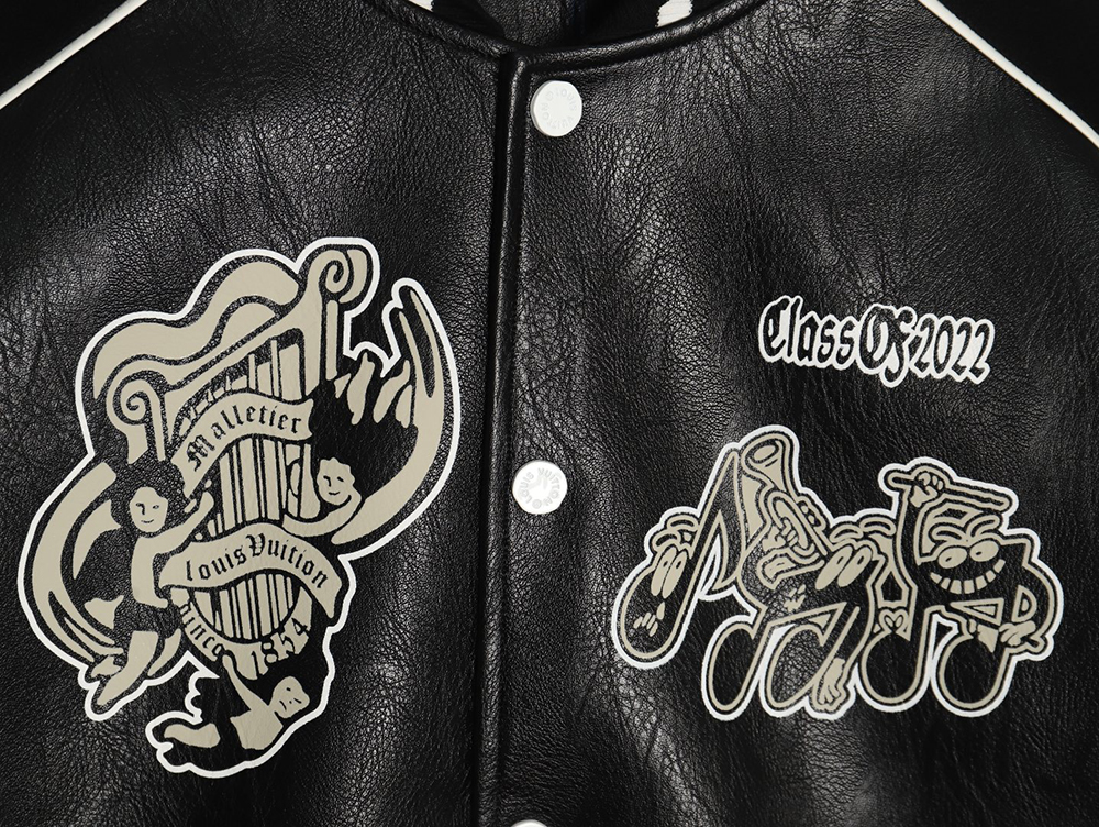 Louis Vuitton printed leather baseball jacket