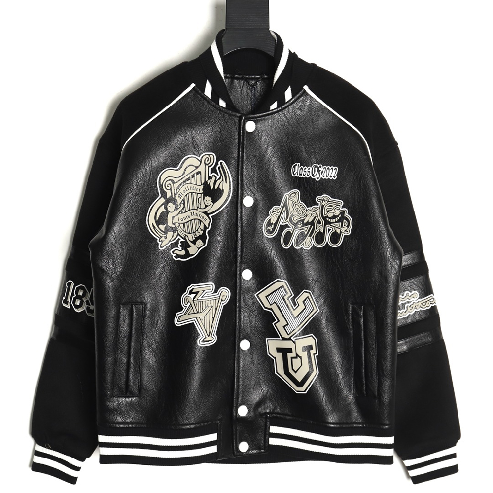 Louis Vuitton printed leather baseball jacket