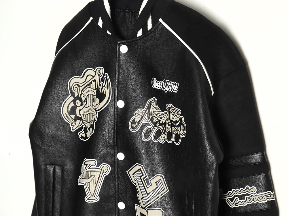 Louis Vuitton printed leather baseball jacket