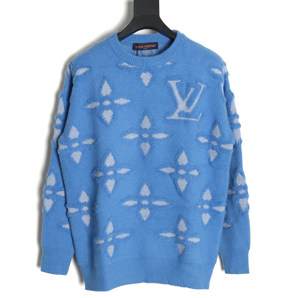 Louis Vuitton jacquard four-leaf clover logo crewneck sweater