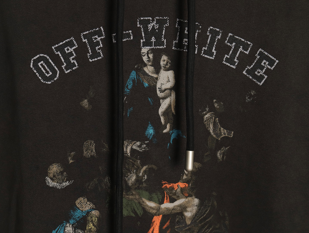 Off-white washed religious hoodie