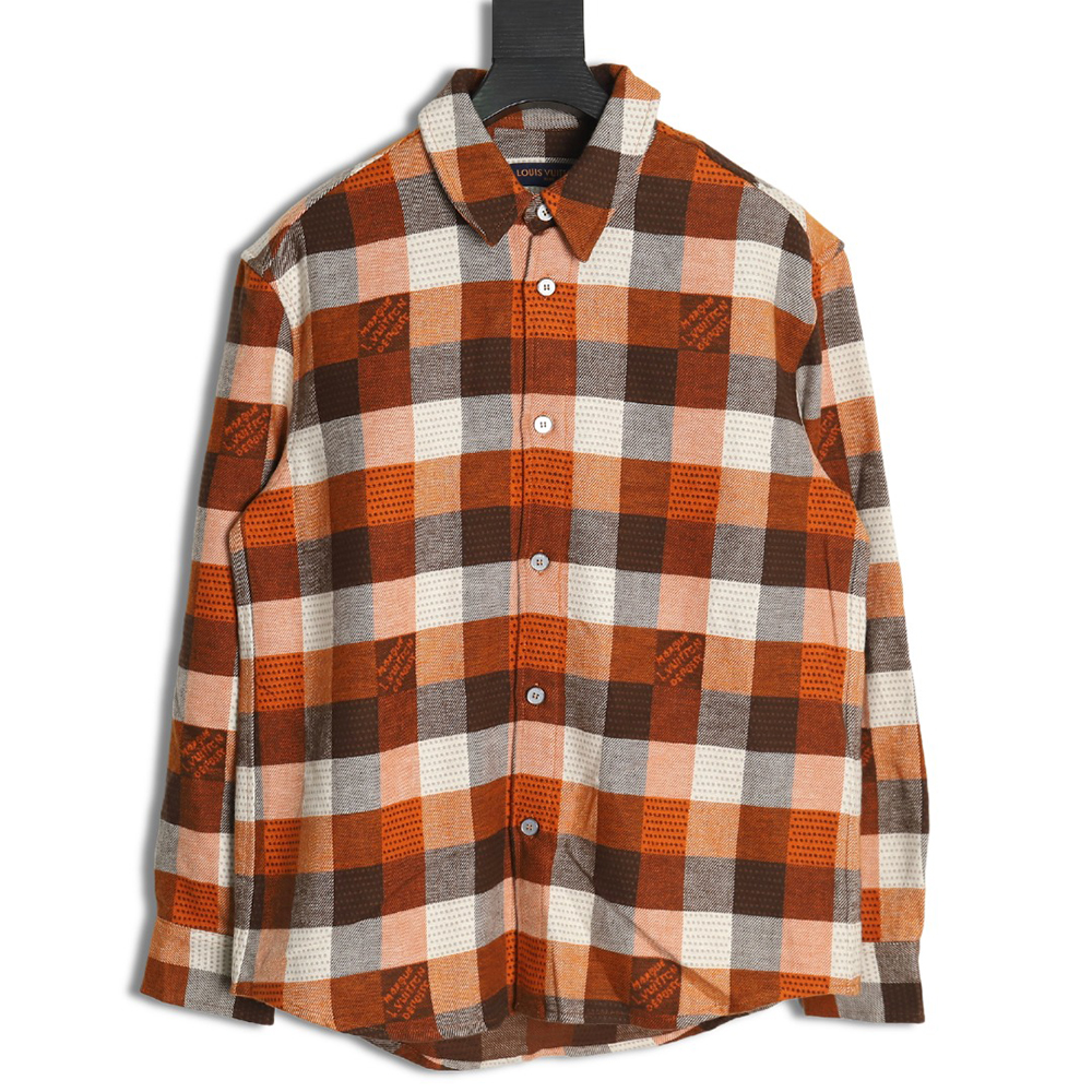 Louis Vuitton Orange Checkerboard Jacquard Flannel Shirt