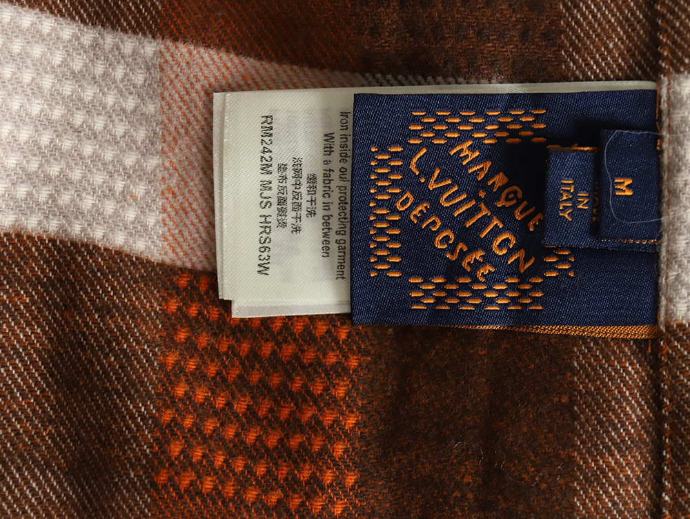 Louis Vuitton Orange Checkerboard Jacquard Flannel Shirt