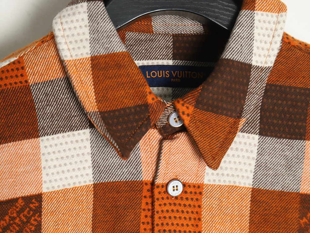 Louis Vuitton Orange Checkerboard Jacquard Flannel Shirt