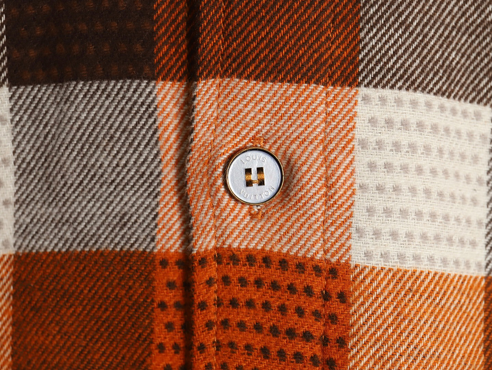 Louis Vuitton Orange Checkerboard Jacquard Flannel Shirt