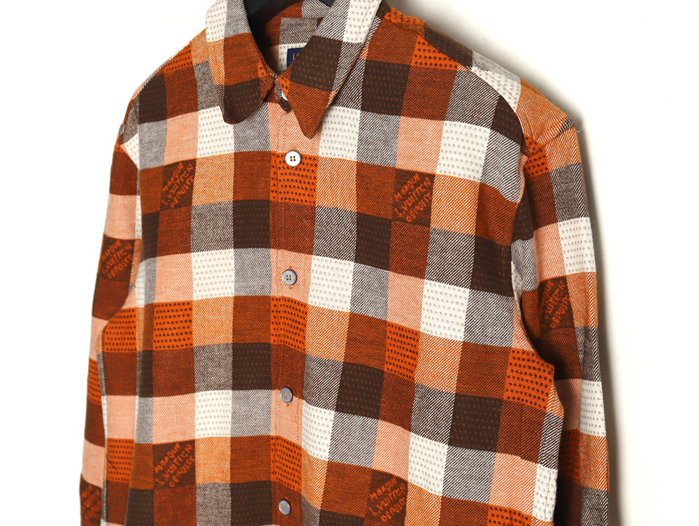 Louis Vuitton Orange Checkerboard Jacquard Flannel Shirt
