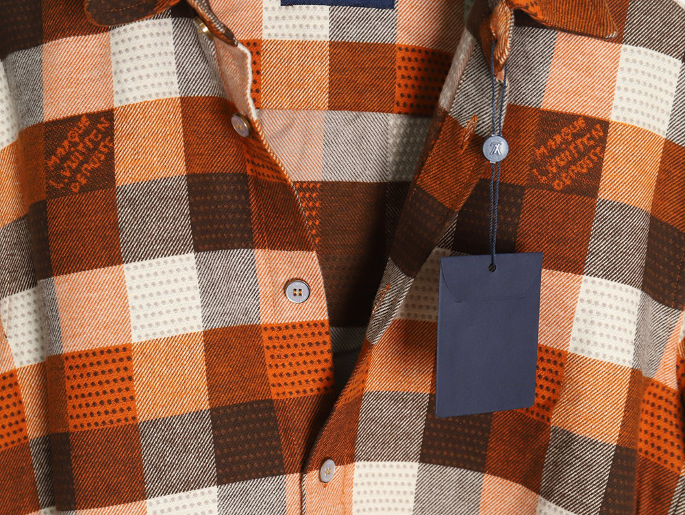 Louis Vuitton Orange Checkerboard Jacquard Flannel Shirt