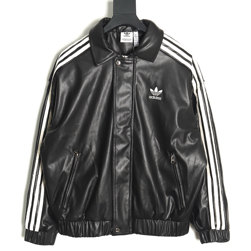 Adidas FEIFEI RUAN joint model clover lapel leather jacket