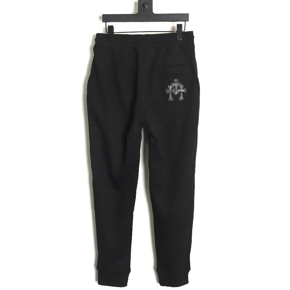 Chrome Heart leather cross logo trousers