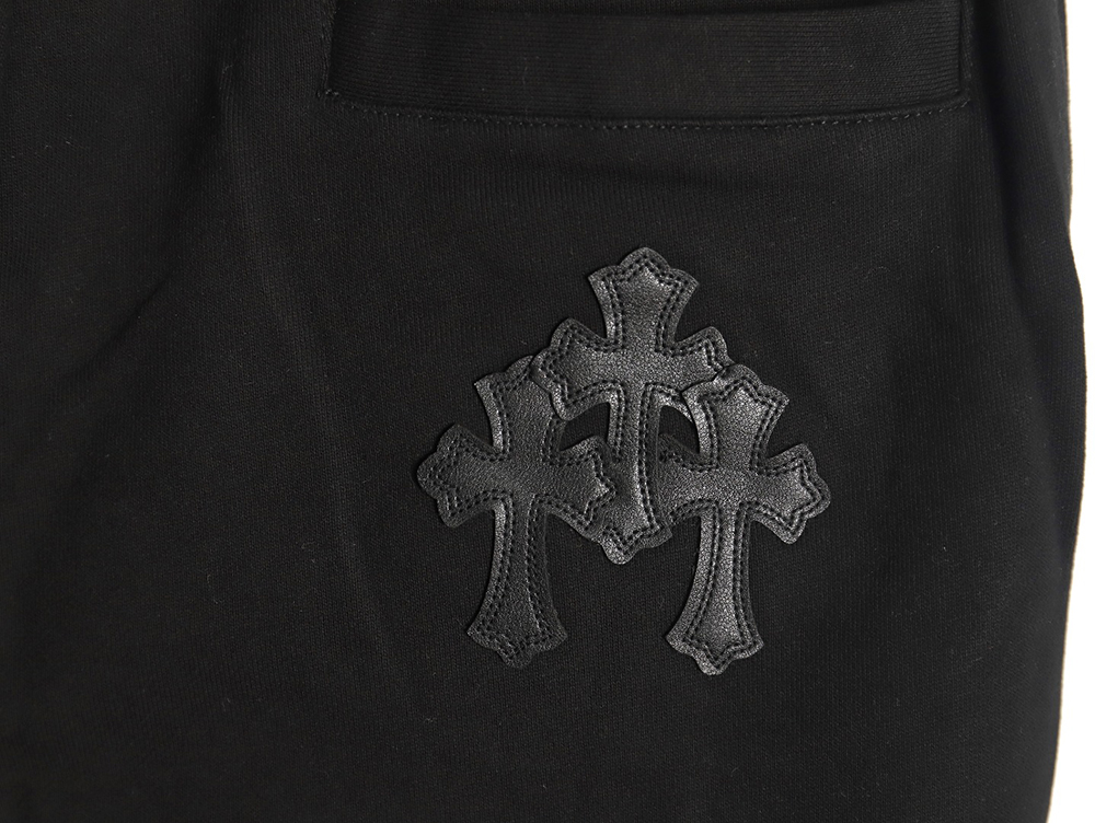 Chrome Heart leather cross logo trousers