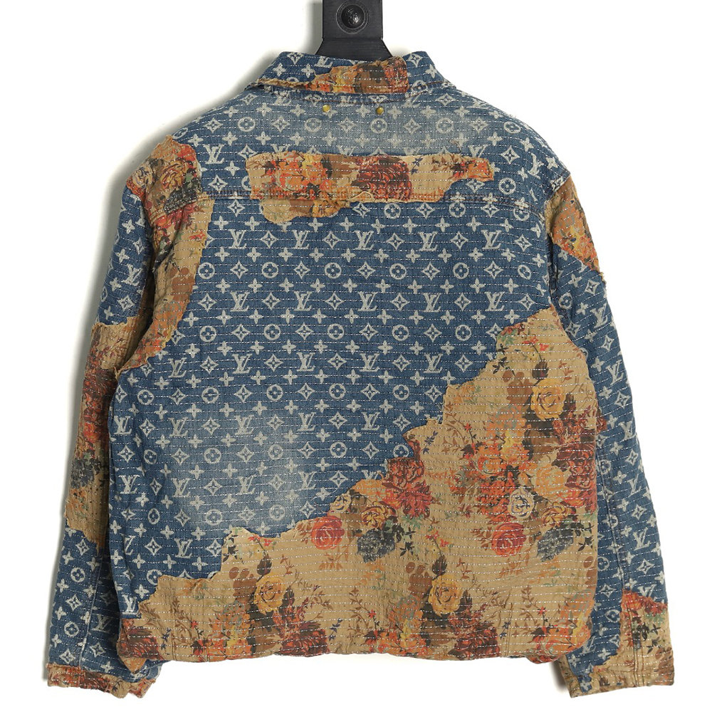 Louis Vuitton Vintage Rose Floral Patch Denim Jacket