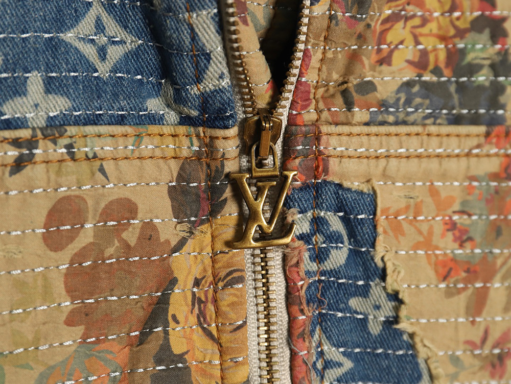 Louis Vuitton Vintage Rose Floral Patch Denim Jacket