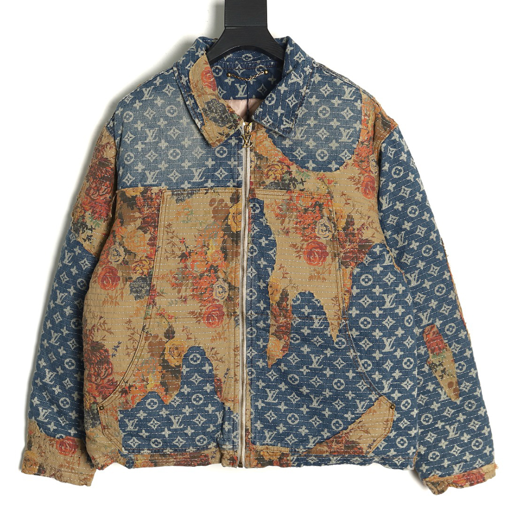 Louis Vuitton Vintage Rose Floral Patch Denim Jacket