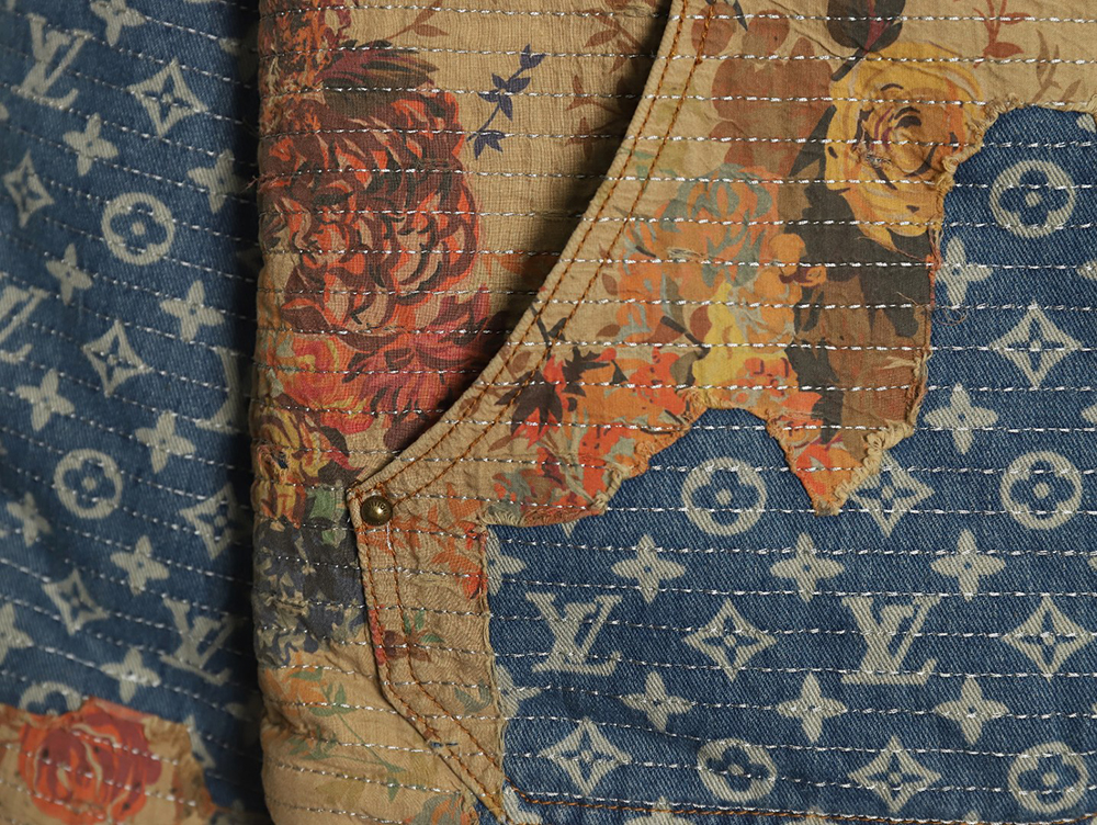 Louis Vuitton Vintage Rose Floral Patch Denim Jacket