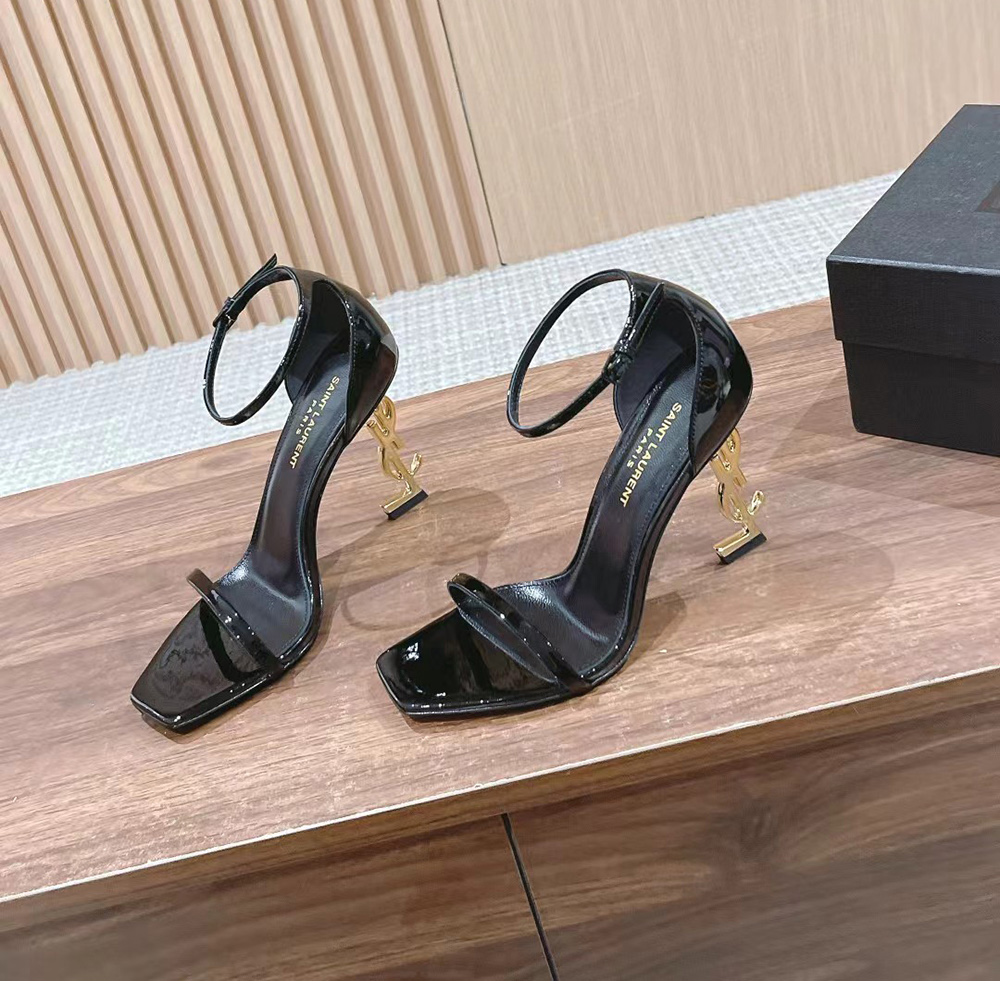 SAINT LAURENT OPYUM SANDALS IN PATENT LEATHER H:105mm