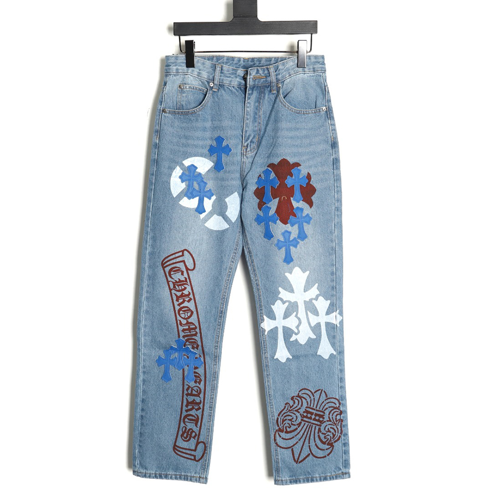 Chrome Hearts washed blue jeans