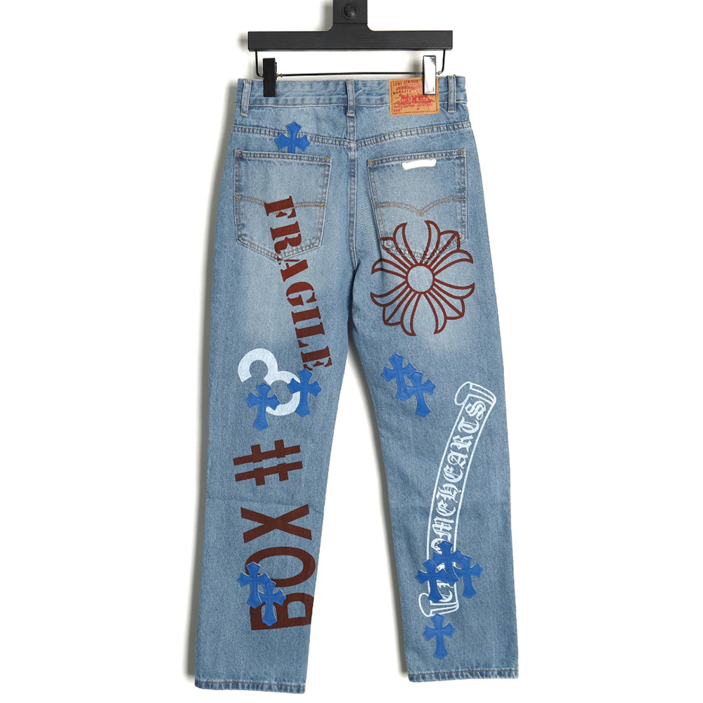 Chrome Hearts washed blue jeans