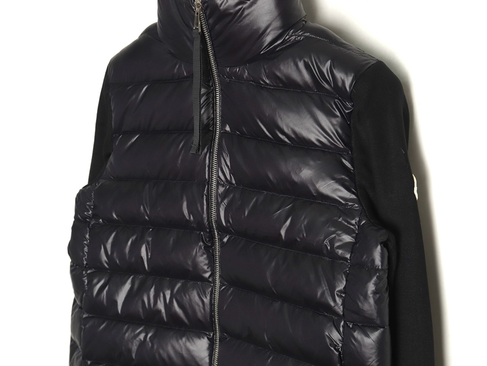 Moncler knitted stitching stand collar thin down jacket TSK2