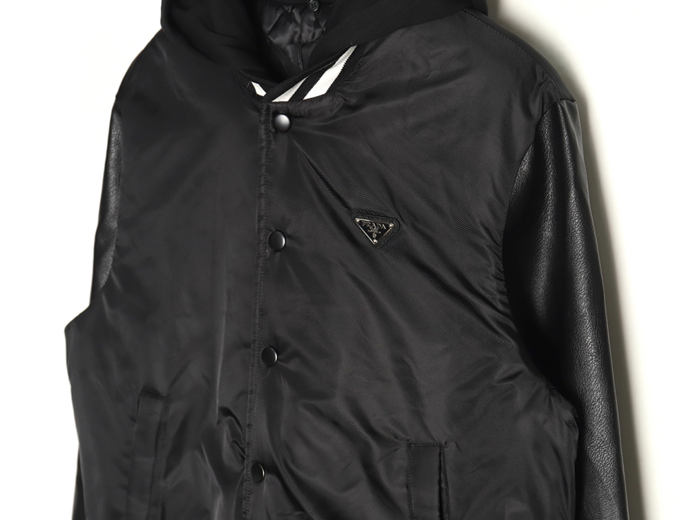 Prada removable hood regenerated nylon bomber jacket