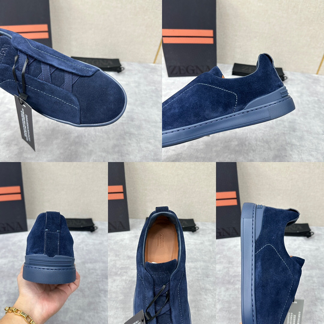 ZEGNA SUEDE TRIPLE STITCH  LUXURY SNEAKERS
