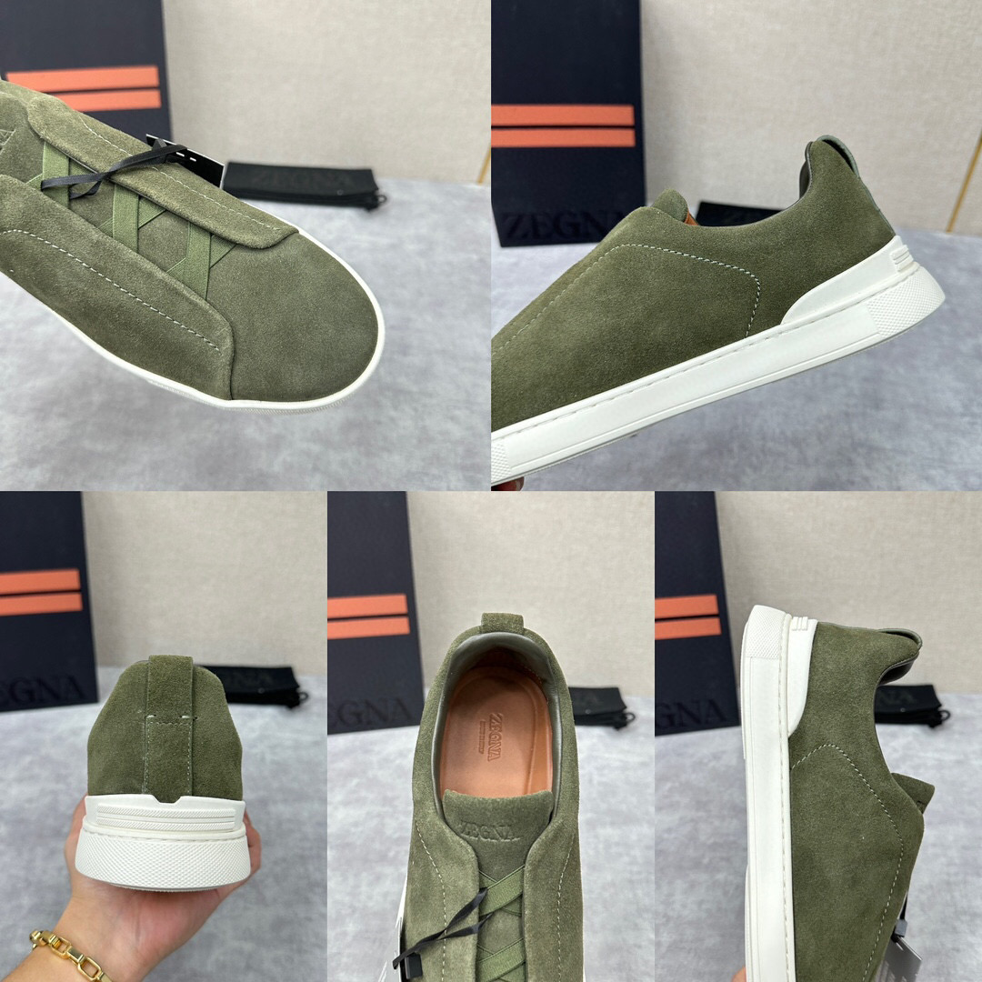 ZEGNA SUEDE TRIPLE STITCH  LUXURY SNEAKERS