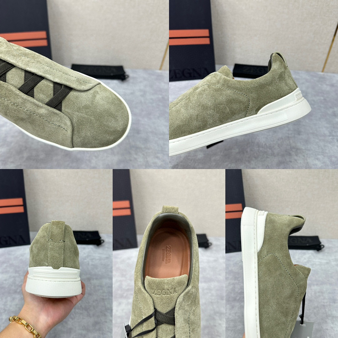 ZEGNA SUEDE TRIPLE STITCH  LUXURY SNEAKERS