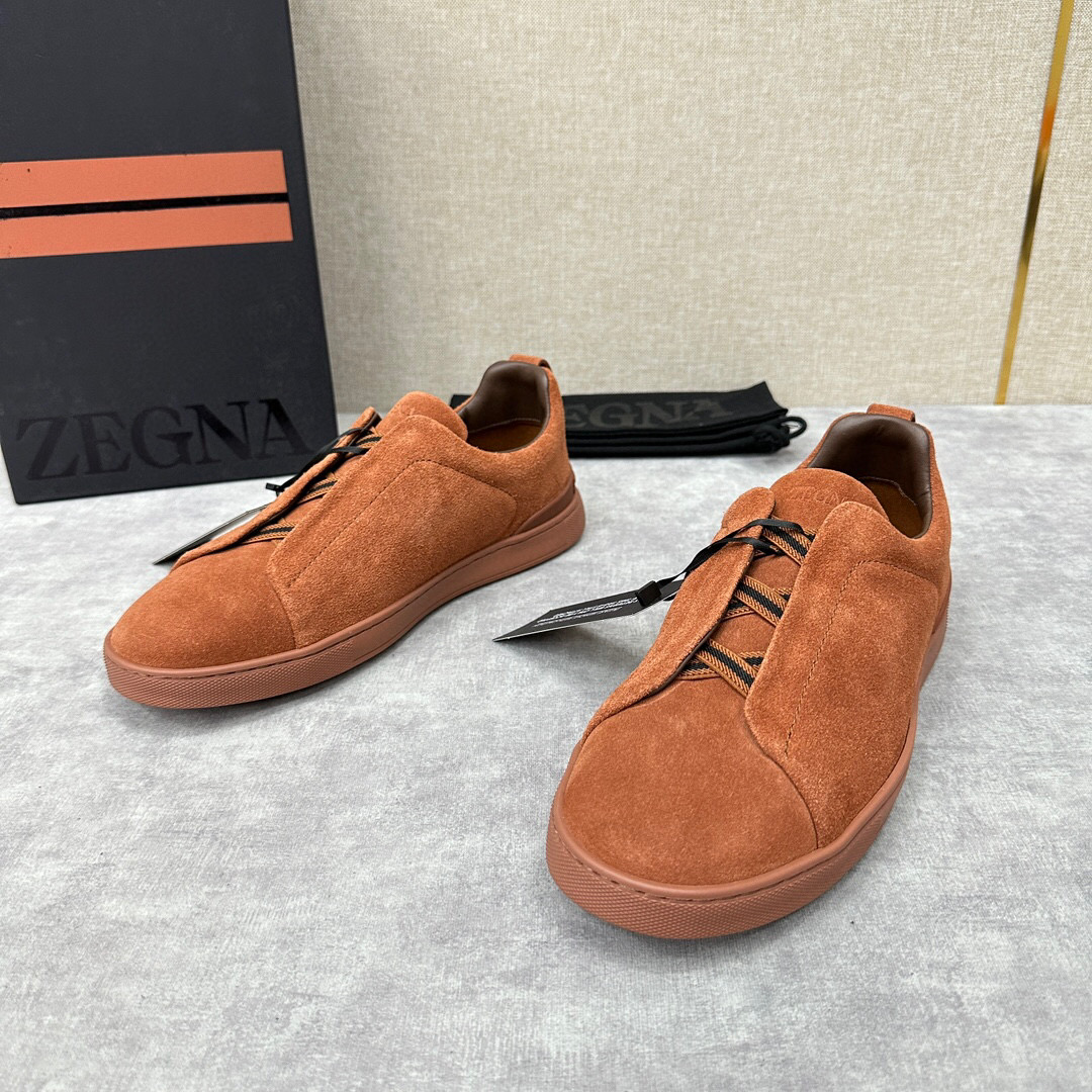 ZEGNA SUEDE TRIPLE STITCH  LUXURY SNEAKERS