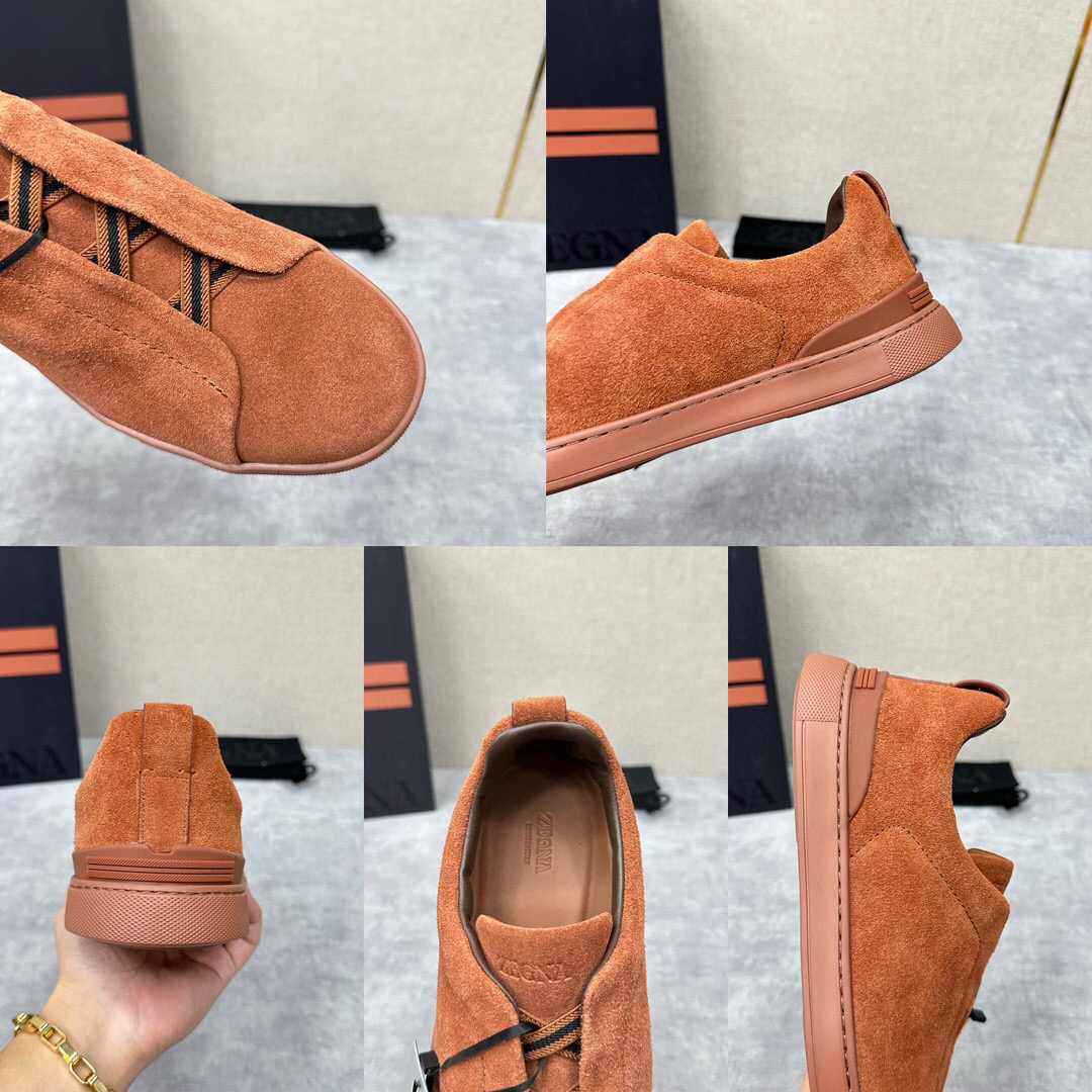 ZEGNA SUEDE TRIPLE STITCH  LUXURY SNEAKERS