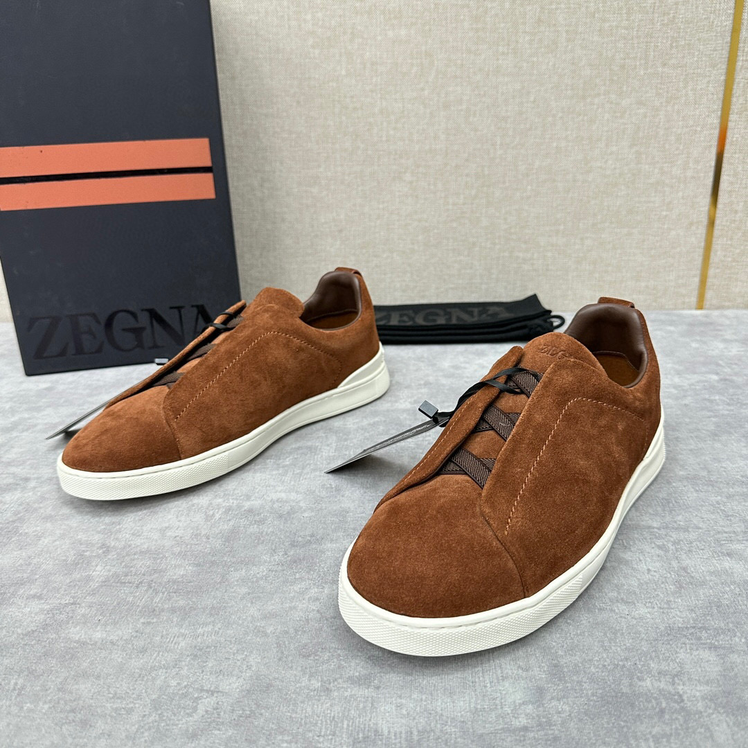 ZEGNA SUEDE TRIPLE STITCH  LUXURY SNEAKERS