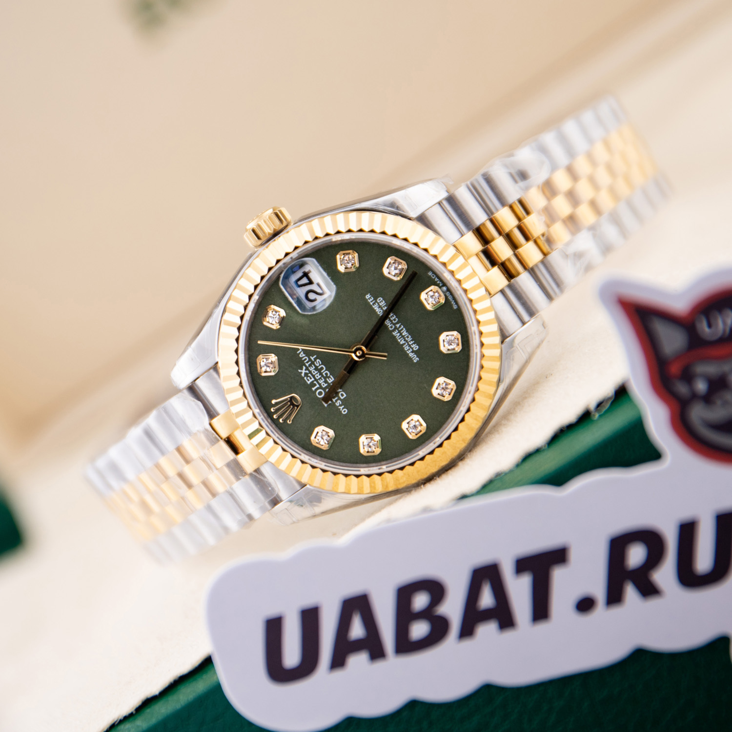Datejust 31mm Green 10 Diamond Steel Rolesor Jubilee 278273