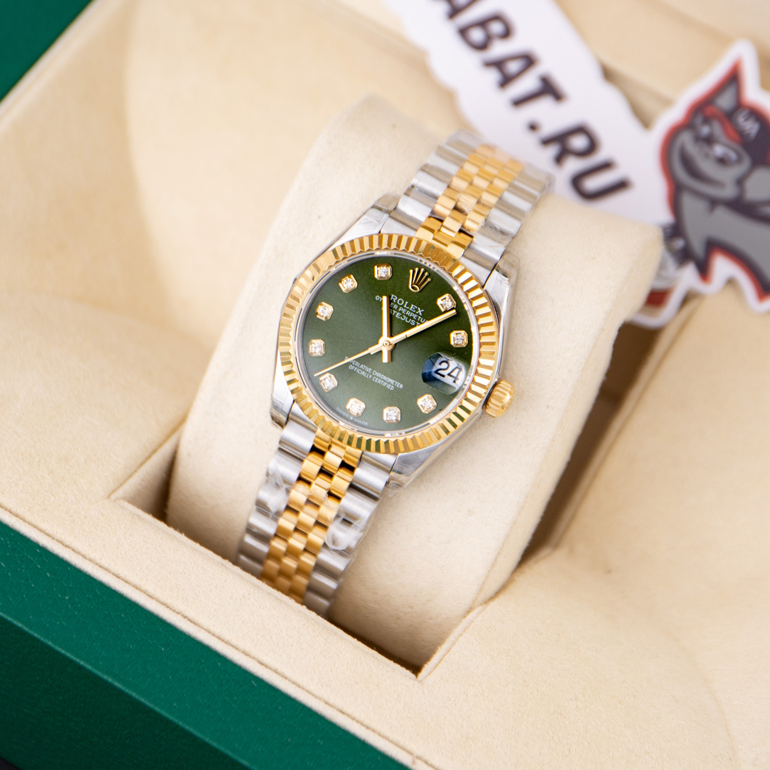 Datejust 31mm Green 10 Diamond Steel Rolesor Jubilee 278273