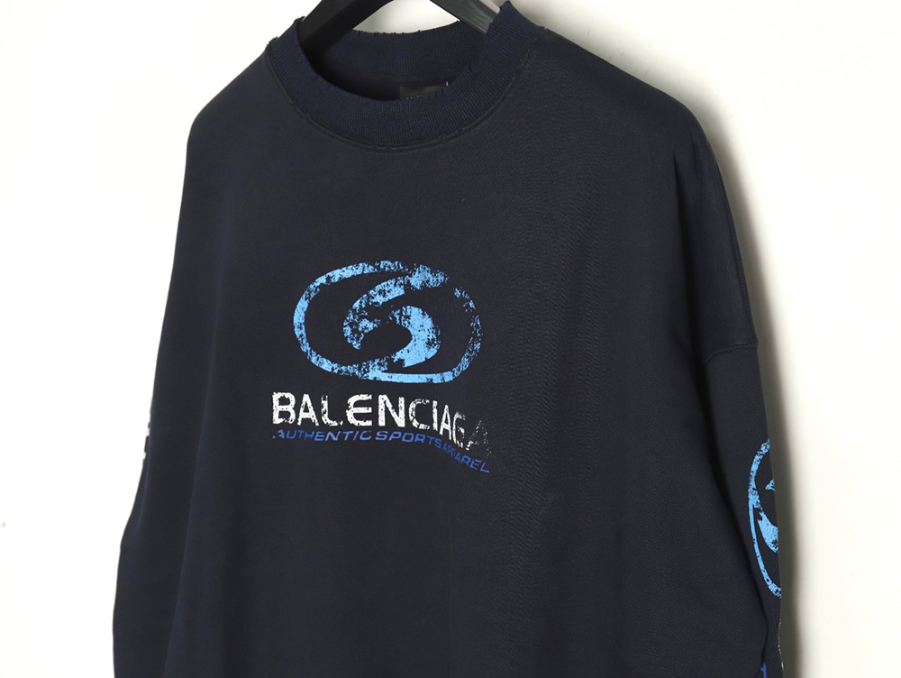 Balenciaga distressed washed printed crew neck sweatshirt