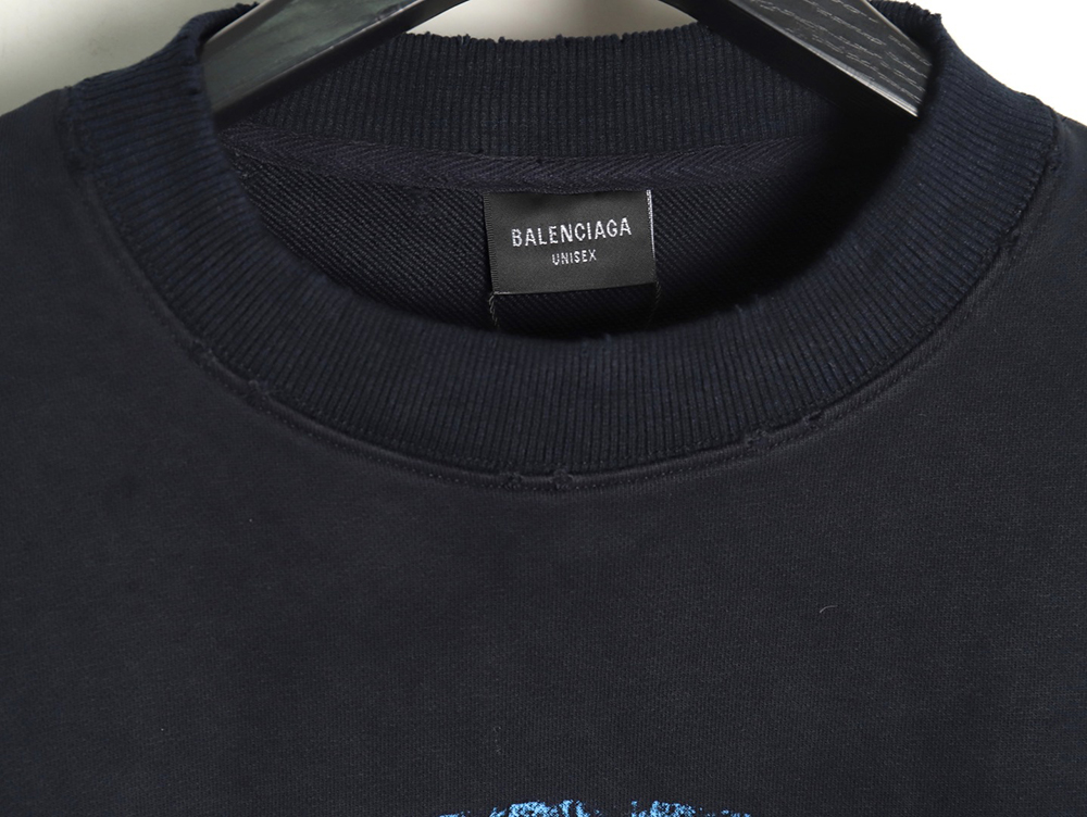 Balenciaga distressed washed printed crew neck sweatshirt