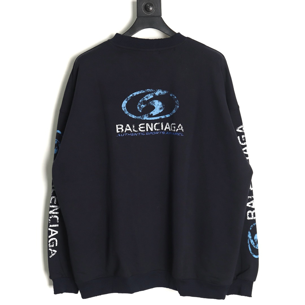 Balenciaga distressed washed printed crew neck sweatshirt