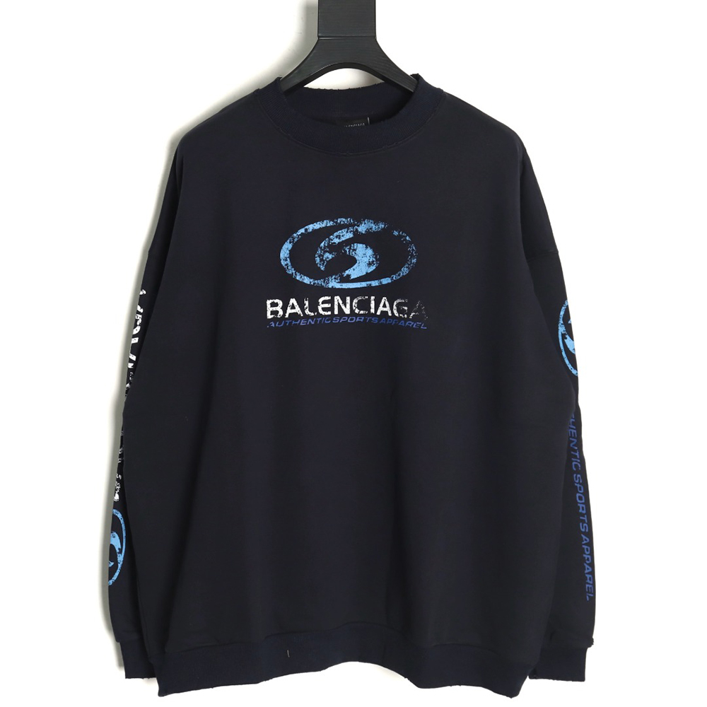 Balenciaga distressed washed printed crew neck sweatshirt