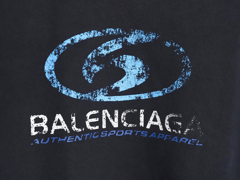 Balenciaga distressed washed printed crew neck sweatshirt