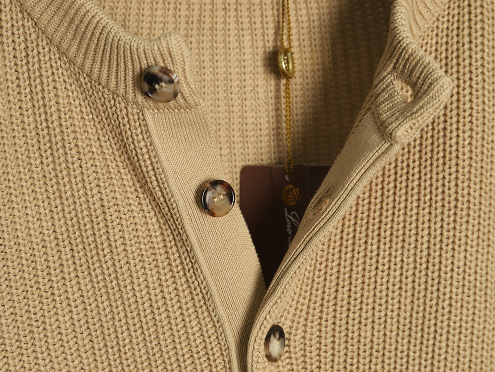Loro Piana Henley-knit cotton crewneck sweater