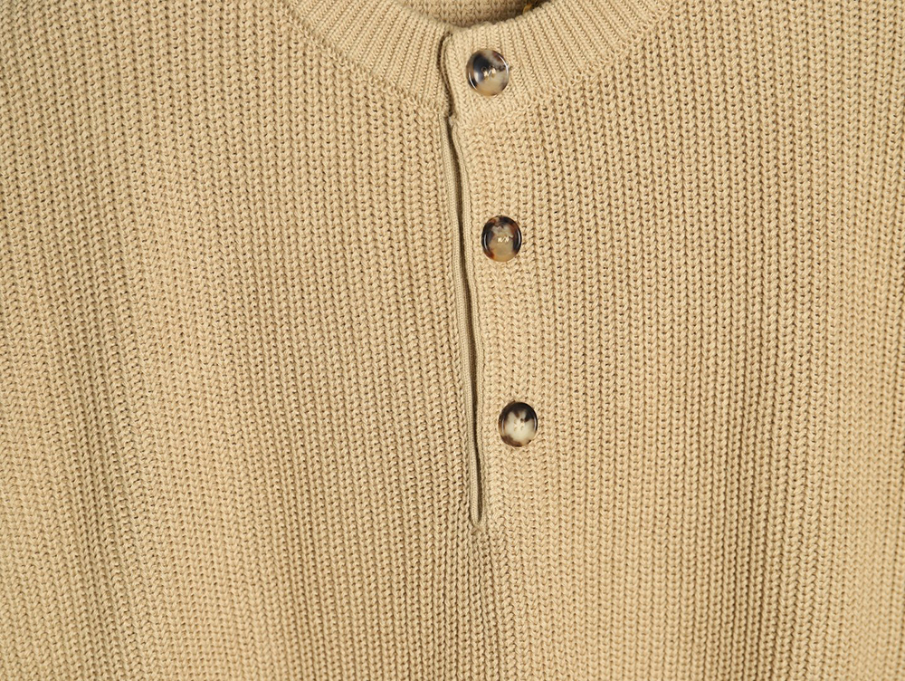 Loro Piana Henley-knit cotton crewneck sweater