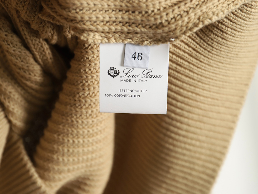 Loro Piana Henley-knit cotton crewneck sweater