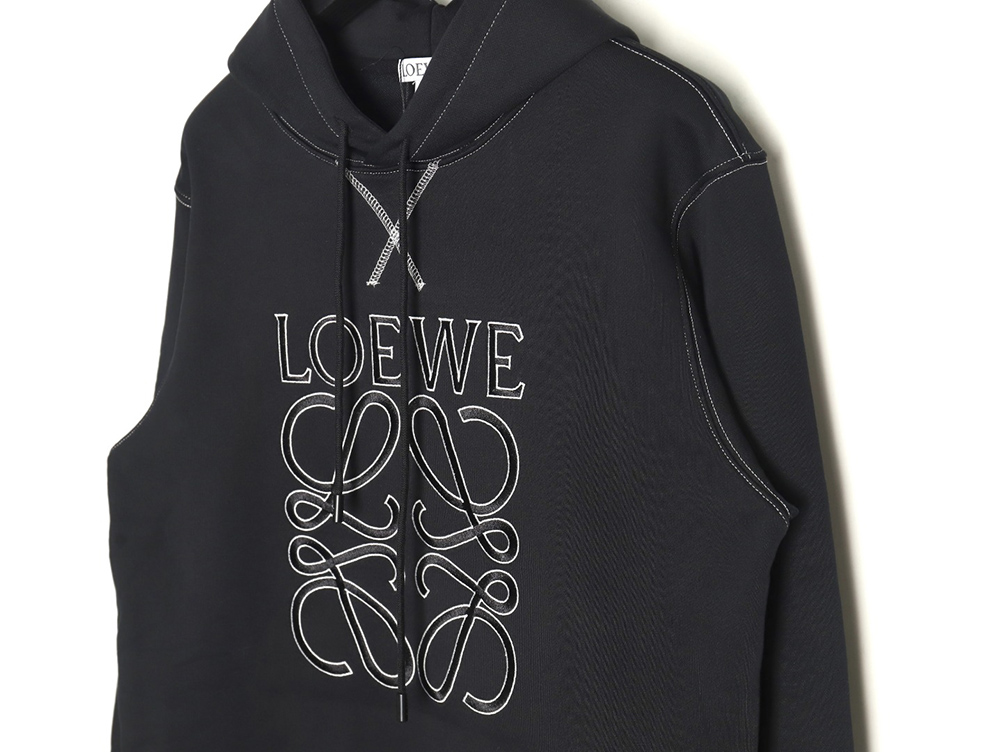 Loewe embroidered topstitched hooded sweatshirt
